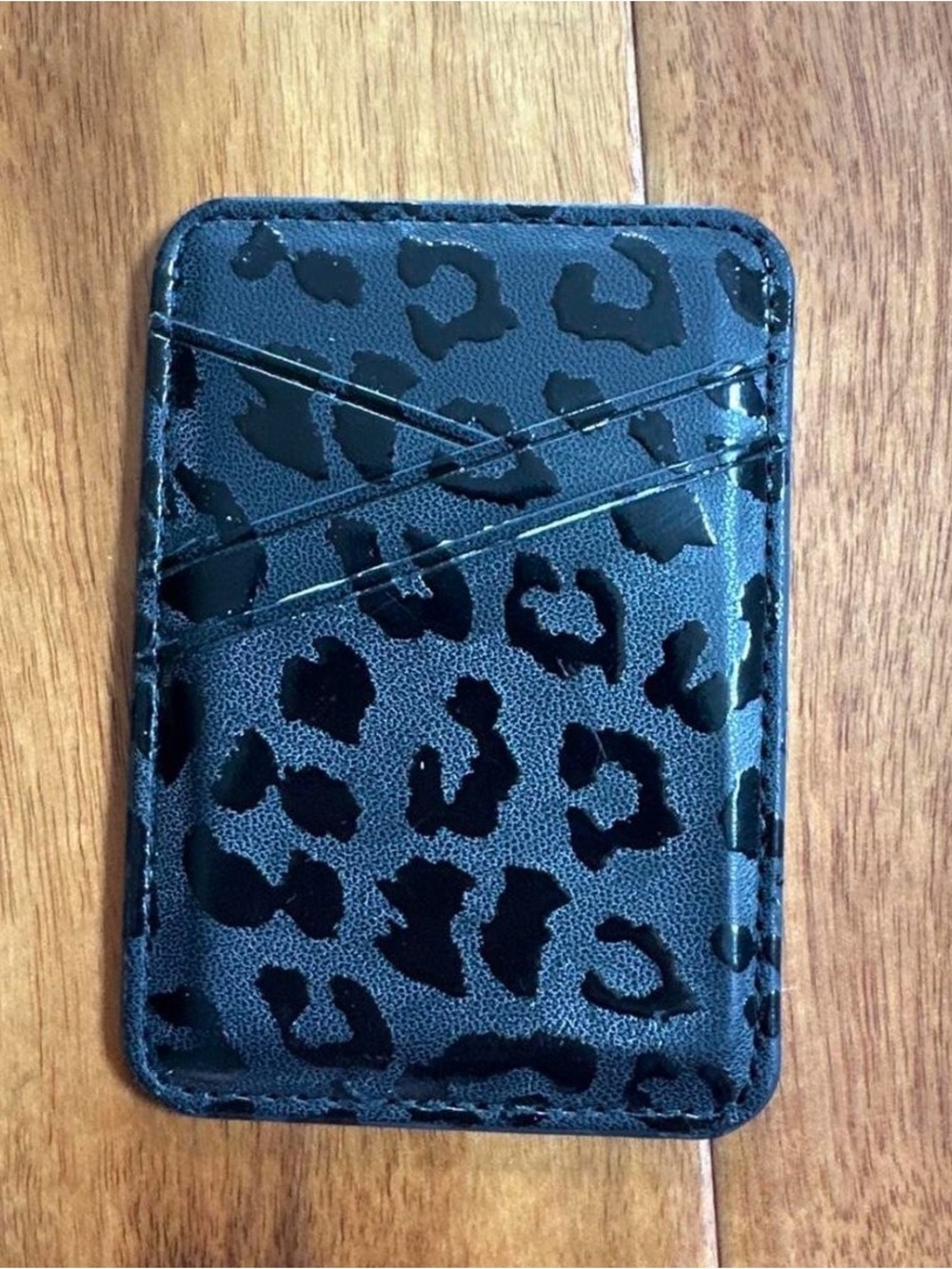 Leopard Print Card Wallet MAGSAFE Phone Wallet - Black
